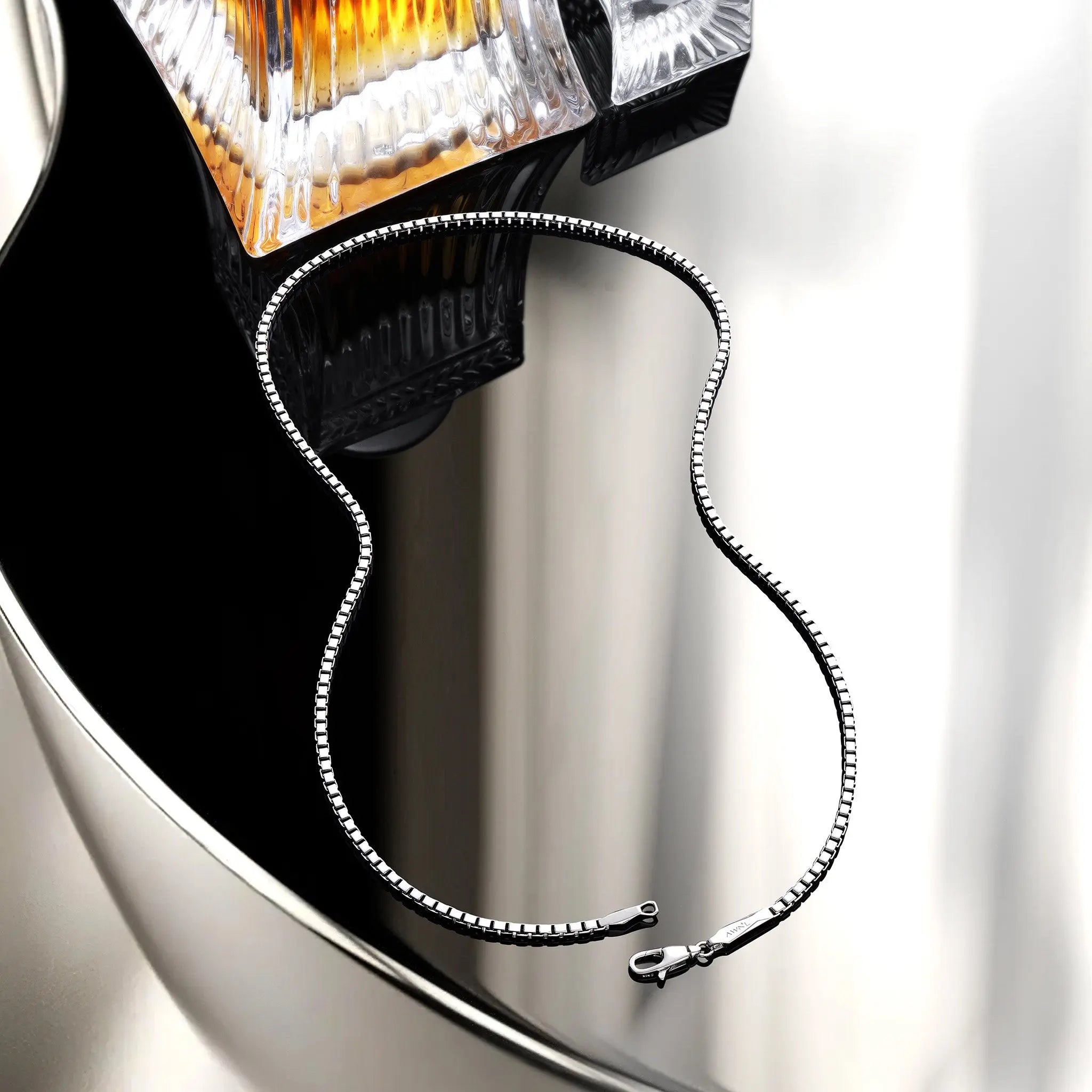 純銀 盒鏈條項鍊 - AWNL Taiwan