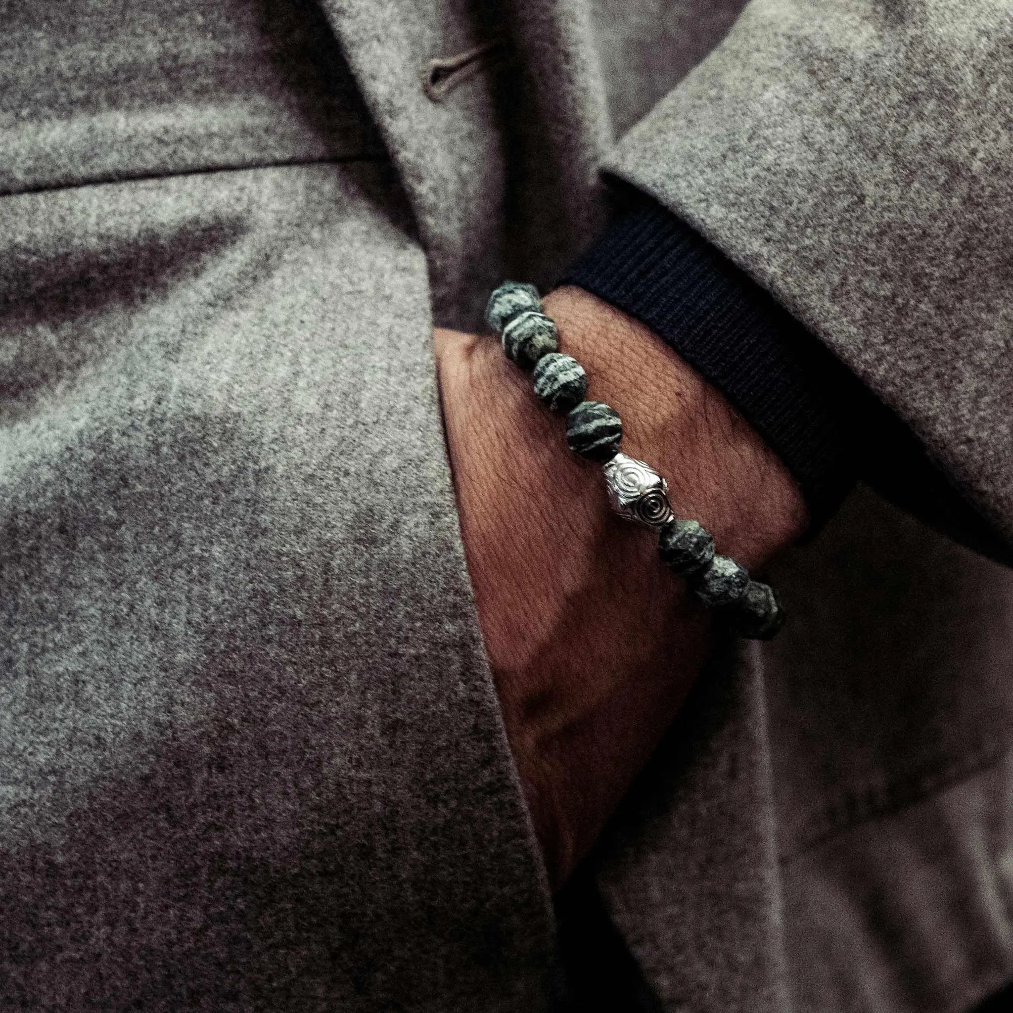 AWNL 瑞典官網 天然晶石 斑紋碧玉 密宗 須彌山 男士手鍊 - AWNL Taiwan