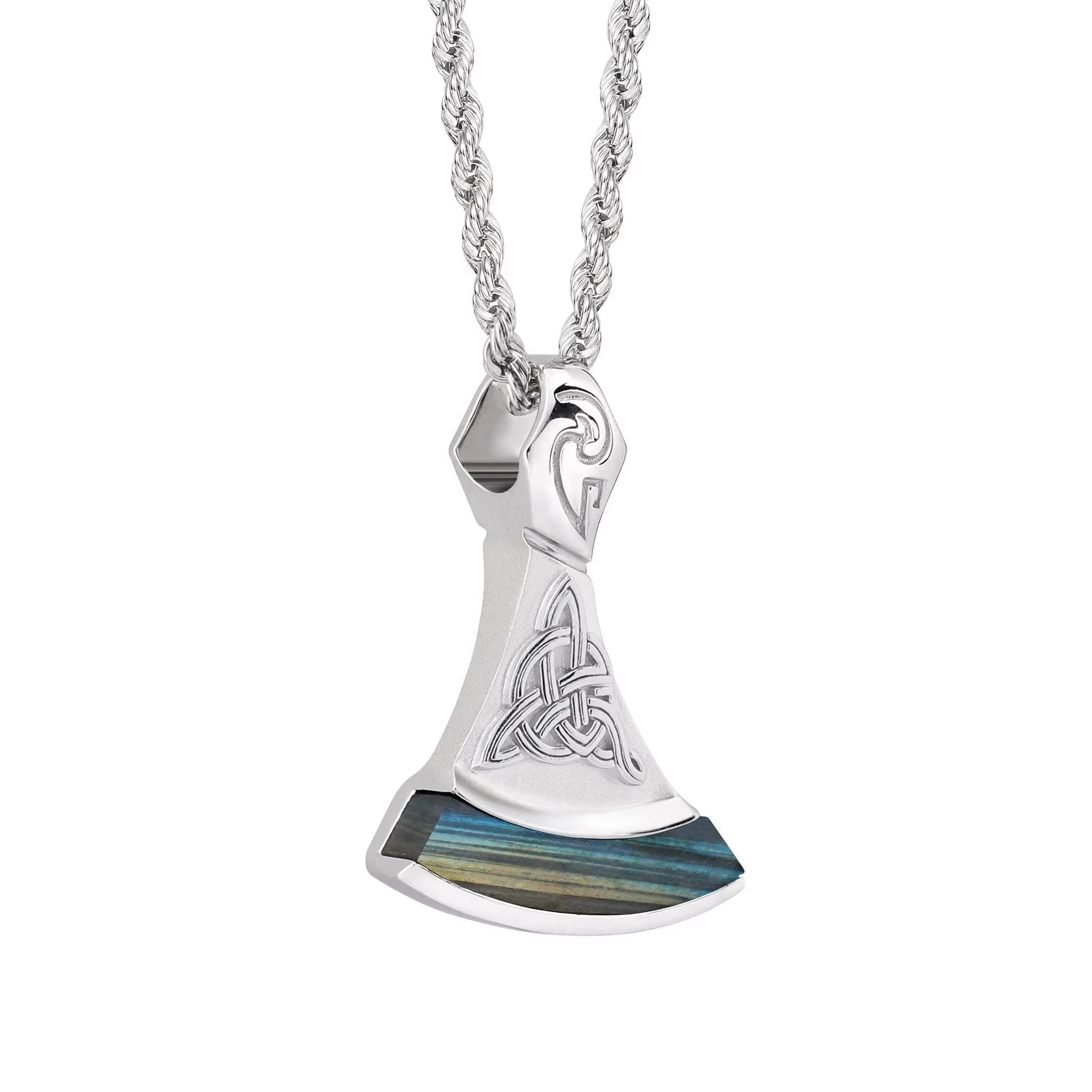 AWNL 瑞典珠寶 天然晶石 光譜石 維京戰斧 男士項鍊 - AWNL Taiwan