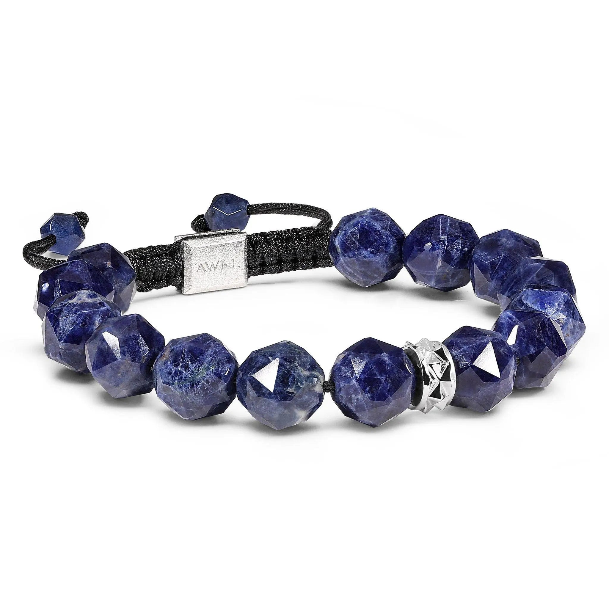 AWNL 瑞典珠寶 天然晶石 藍紋石 維京文化 烏爾伯特 男士手鍊 串珠拉繩手鍊 - AWNL Taiwan