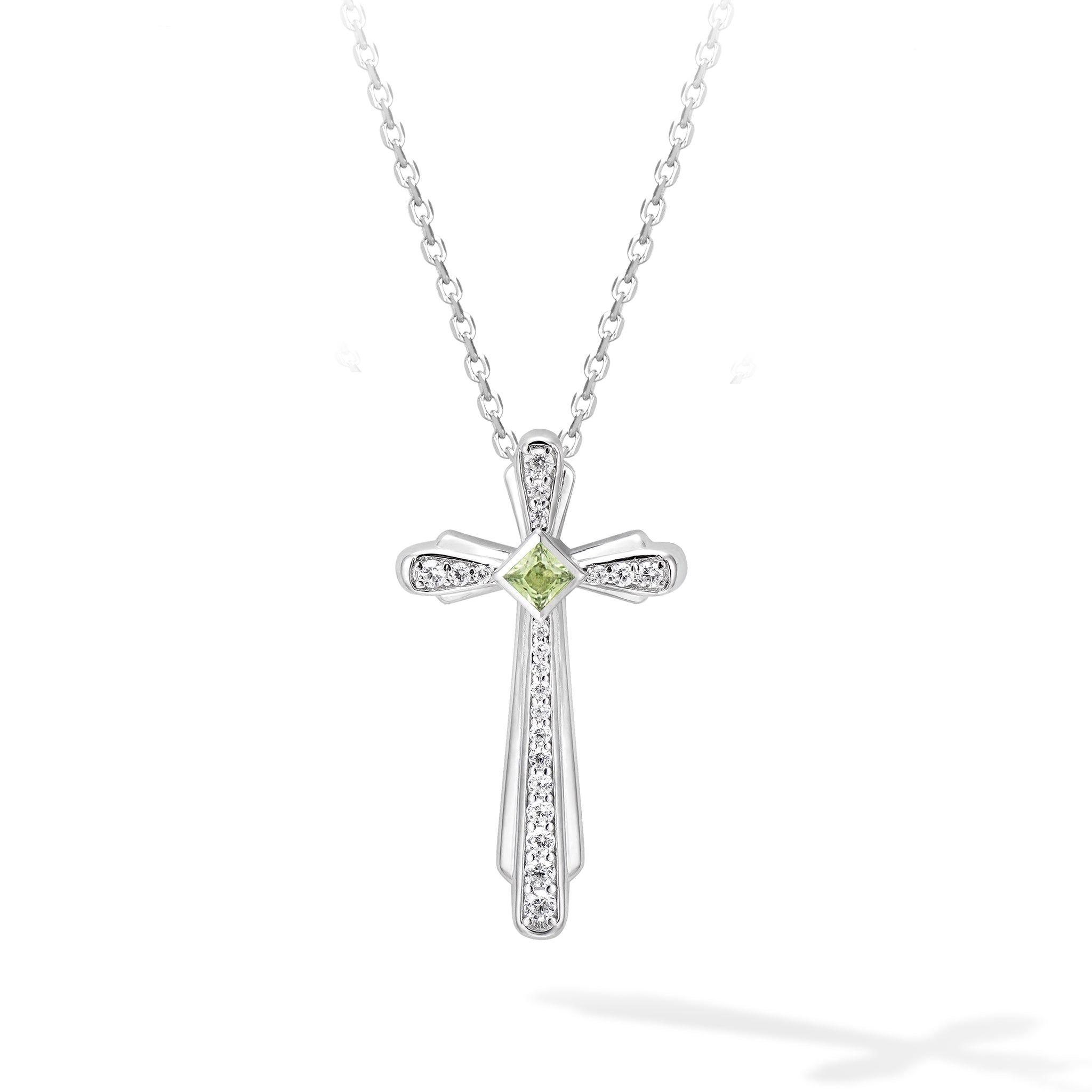 橄欖石 八月誕生石 十字架 女士項鍊 - AWNL Taiwan