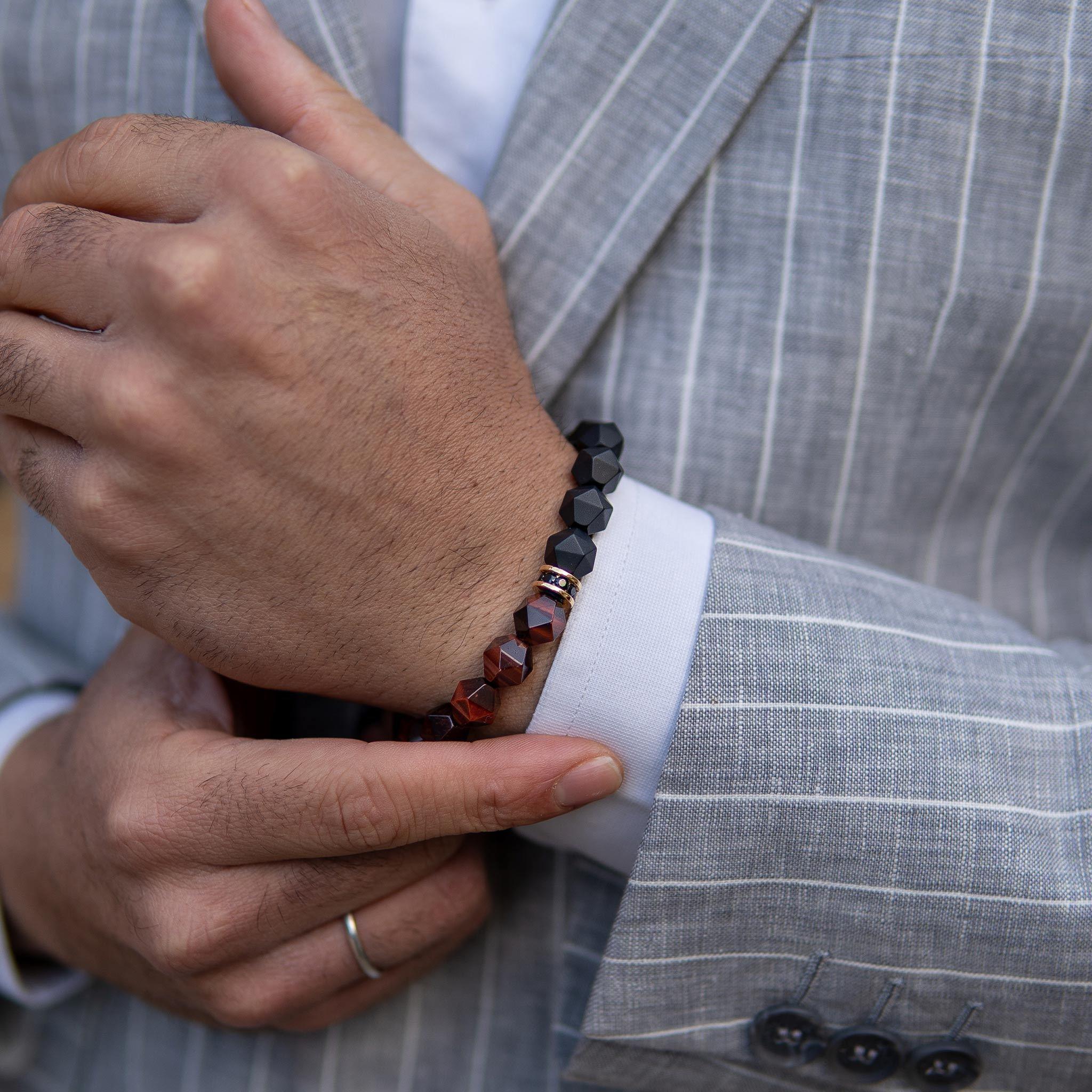 黑瑪瑙 紅虎眼 赤虎 男士手鍊 - AWNL Taiwan