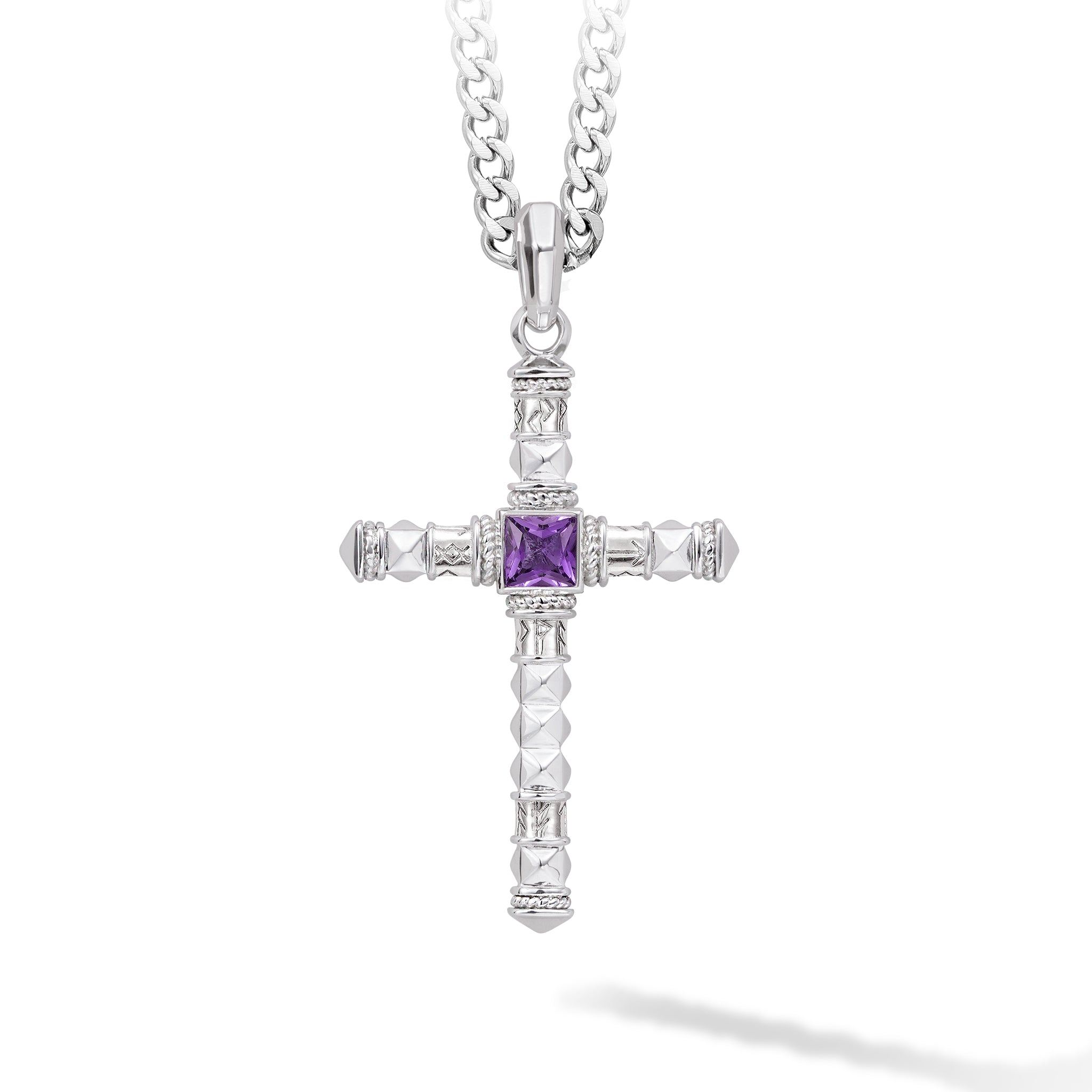 紫水晶 盧恩十字架 項鍊