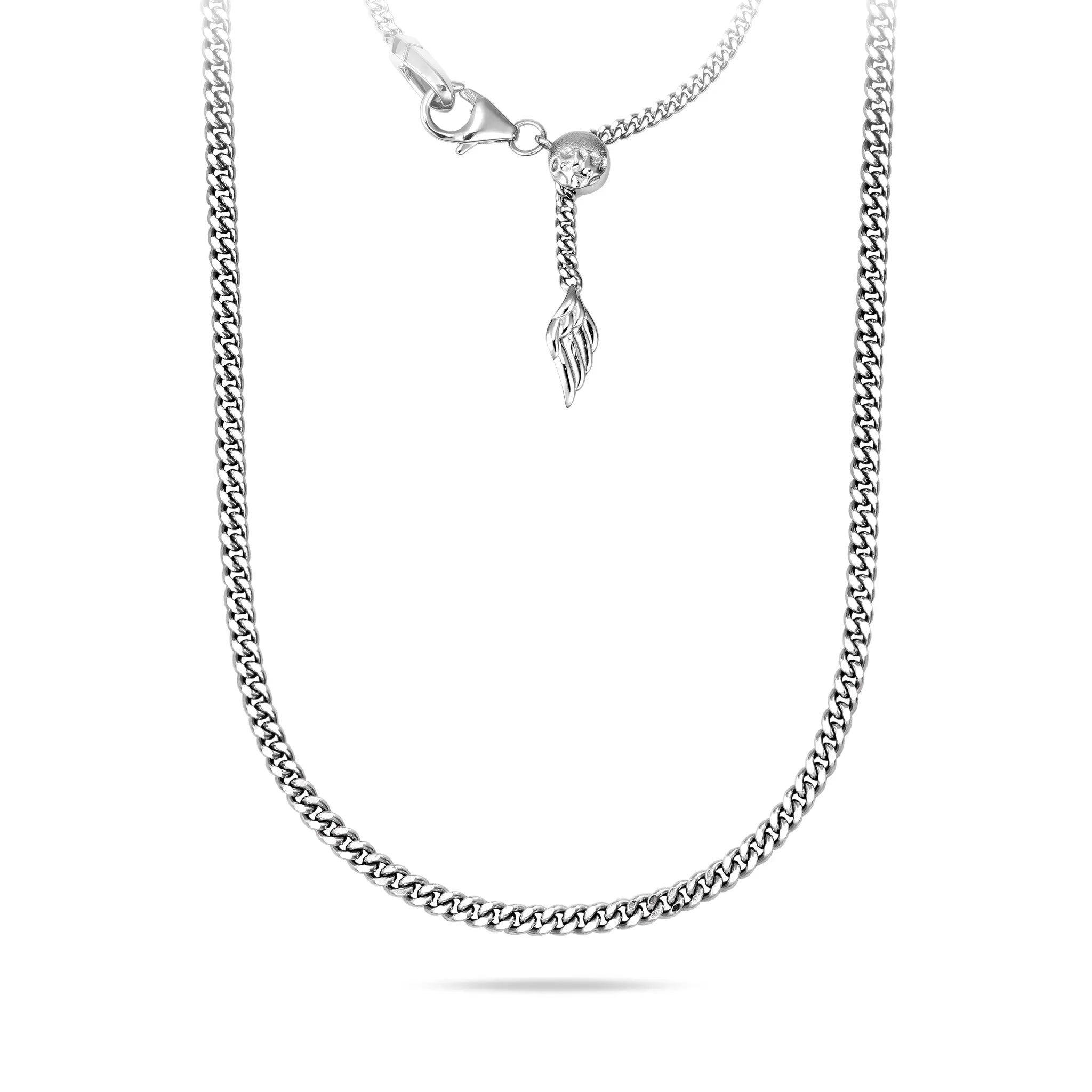 純銀 羽毛滑珠 古巴鏈條項鍊 - AWNL Taiwan
