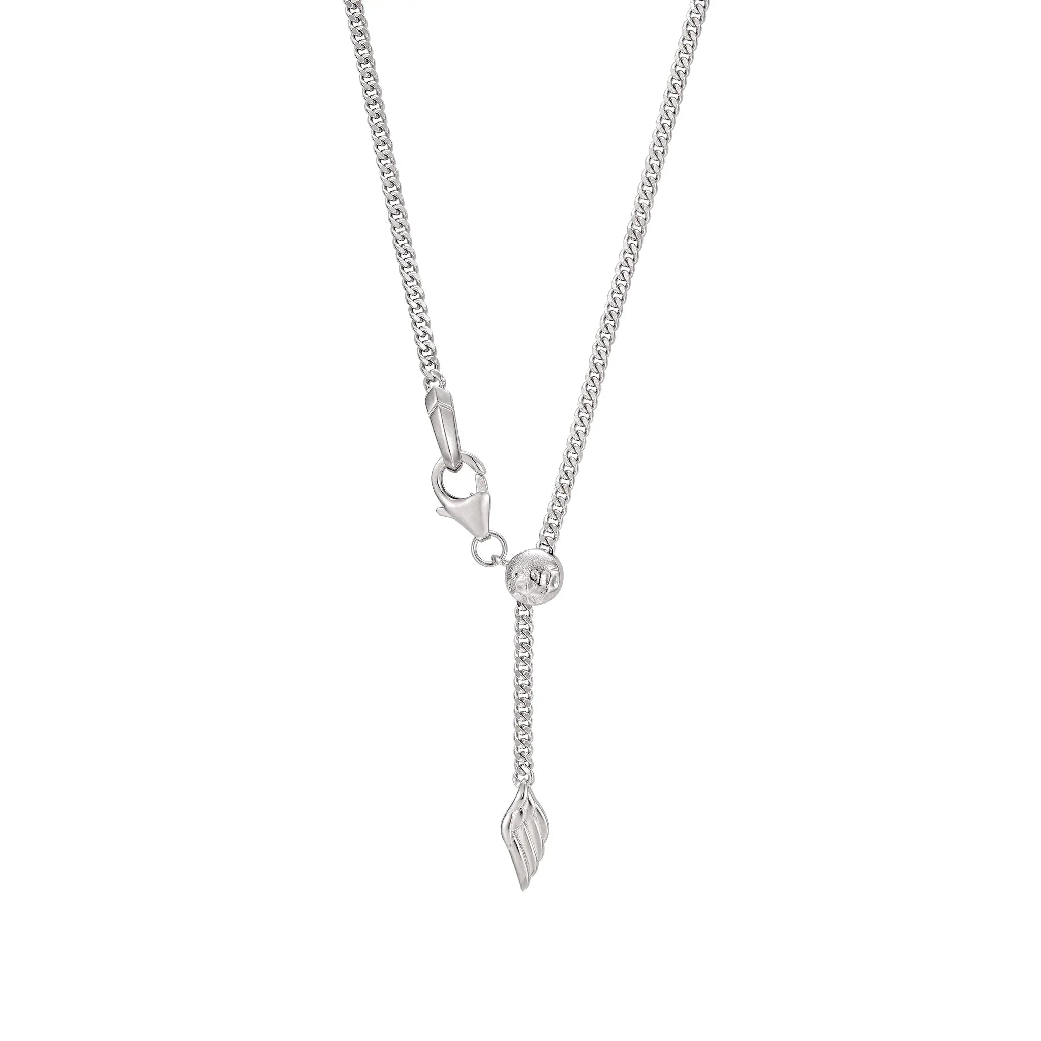 純銀 羽毛滑珠 古巴鏈條項鍊 - AWNL Taiwan
