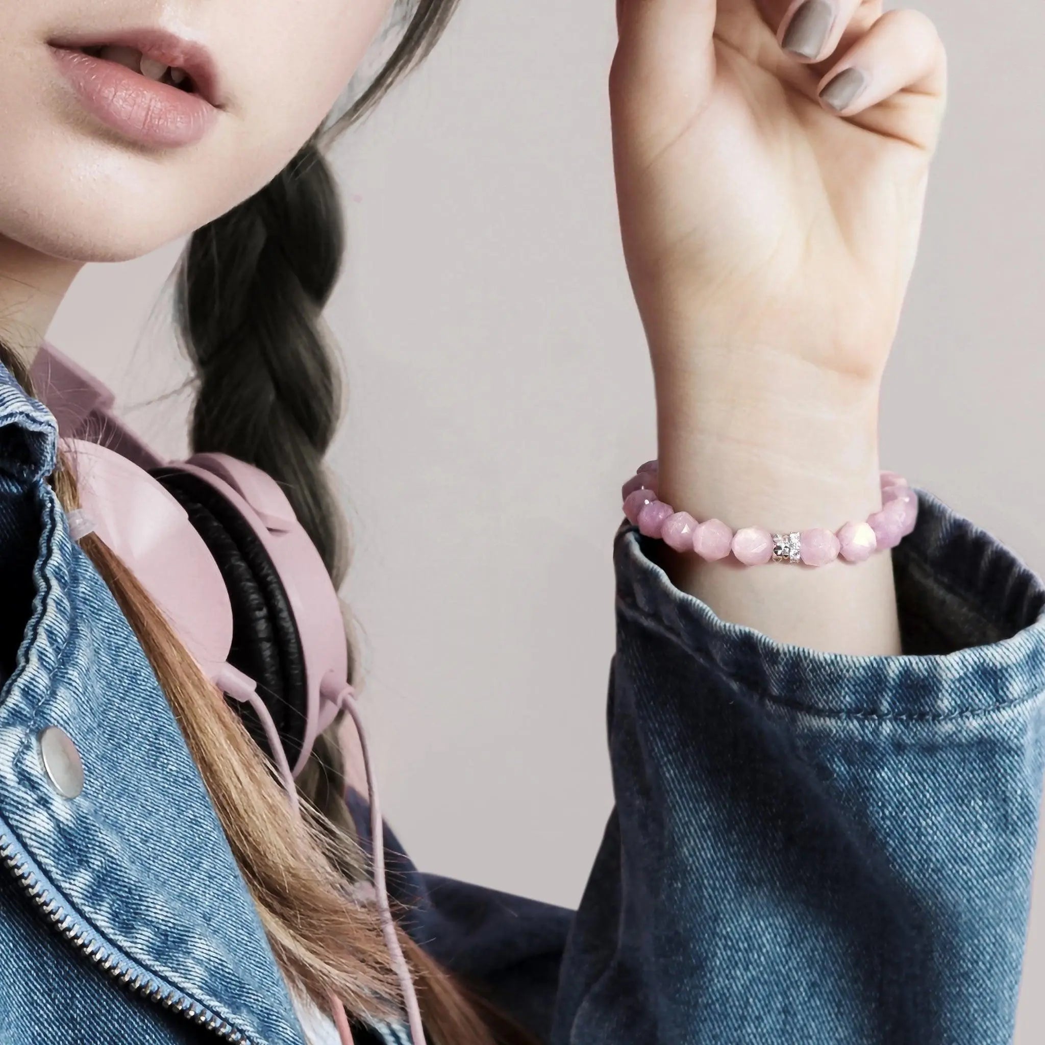 AWNL 瑞典珠寶 天然晶石 刺梨薔薇 紫鋰輝石 女士手鍊 - AWNL Taiwan