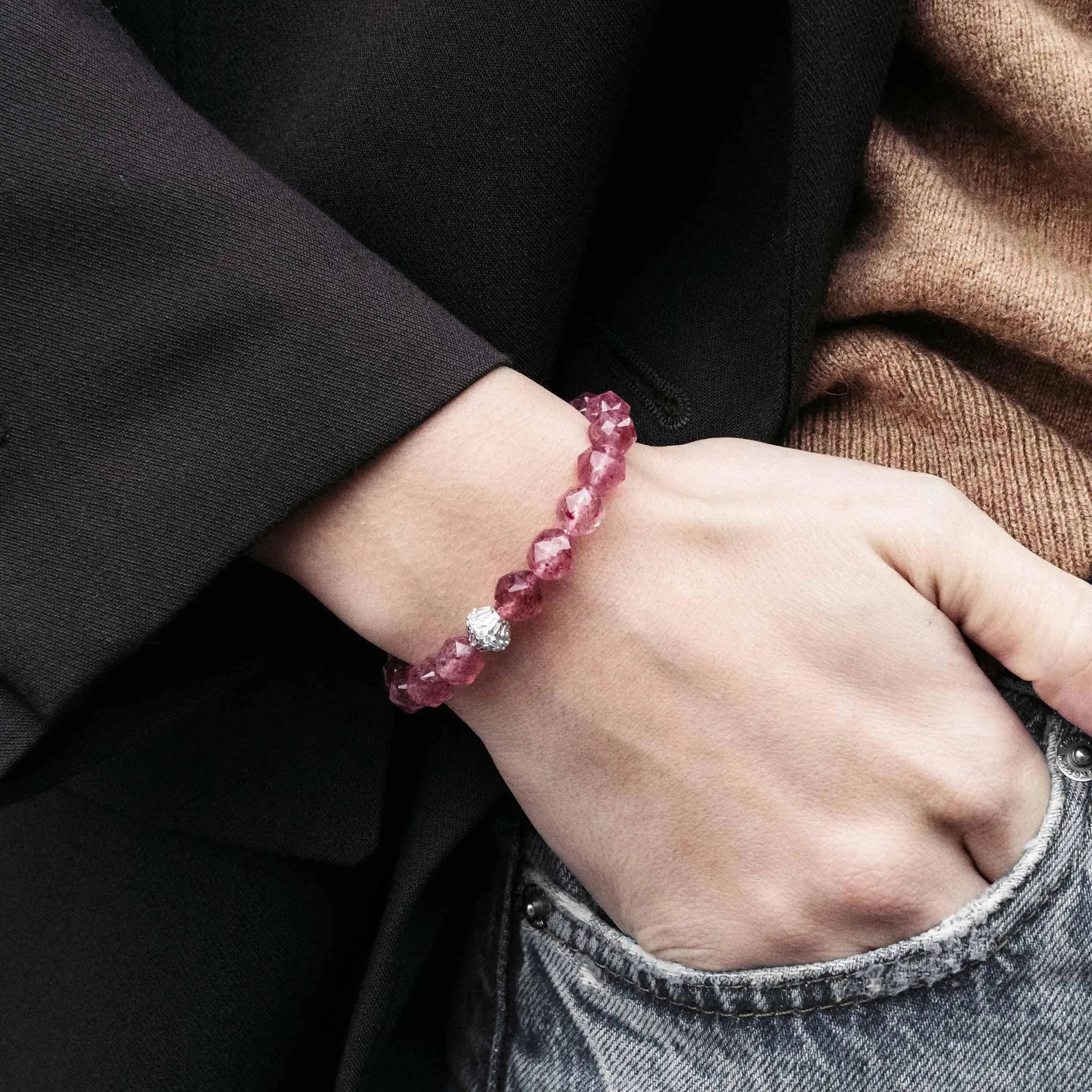 AWNL 瑞典珠寶 天然晶石 草莓晶 雲莓 女士手鍊 - AWNL Taiwan