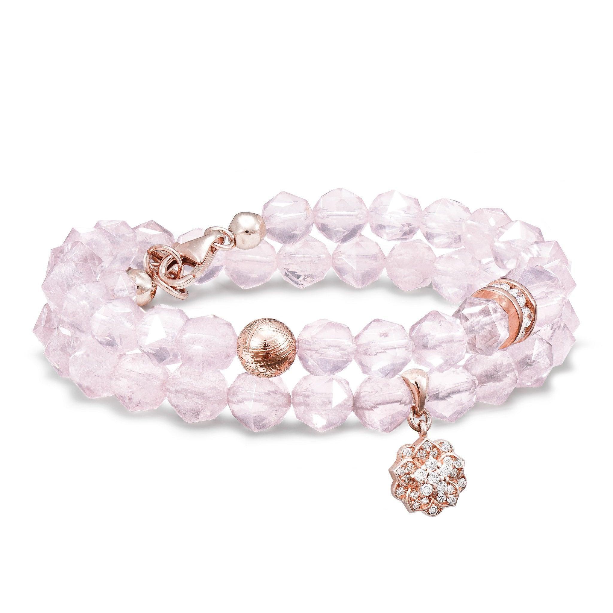 瑞典珠寶 AWNL 瑞典隕石 天然晶石 馬達加斯加 粉晶 三色堇 女士雙圈手鍊 隕石手鍊- AWNL Taiwan