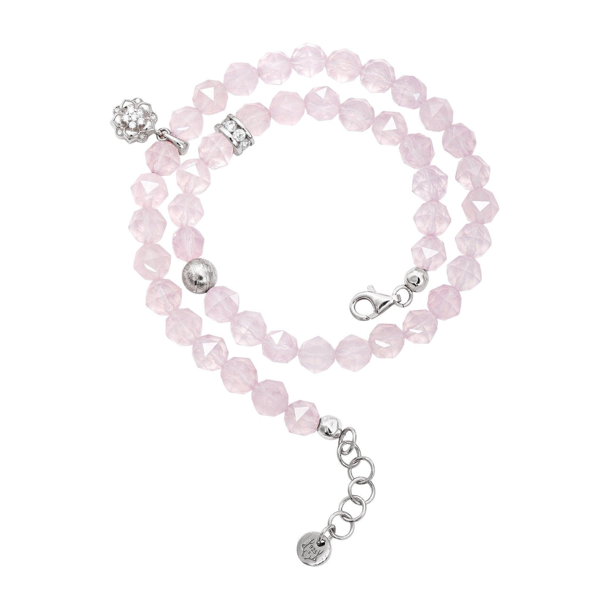 瑞典珠寶 AWNL 瑞典隕石 天然晶石 馬達加斯加 粉晶 三色堇 女士雙圈手鍊 隕石手鍊- AWNL Taiwan