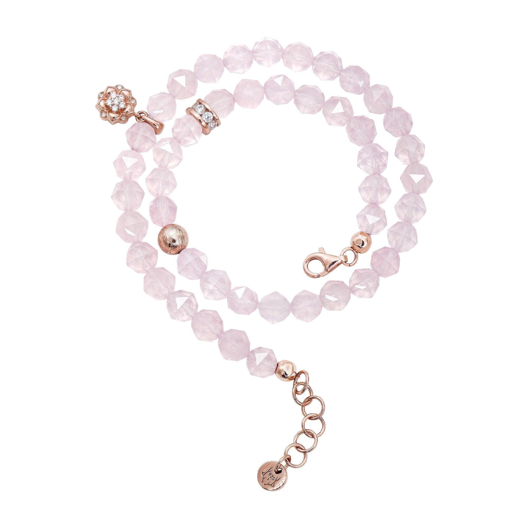 瑞典珠寶 AWNL 瑞典隕石 天然晶石 馬達加斯加 粉晶 三色堇 女士雙圈手鍊 隕石手鍊- AWNL Taiwan