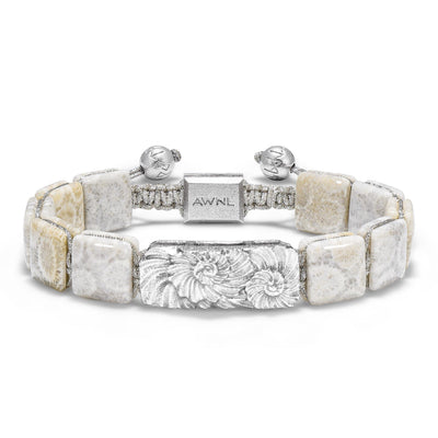 珊瑚化石 雙子菊石 女士手鍊