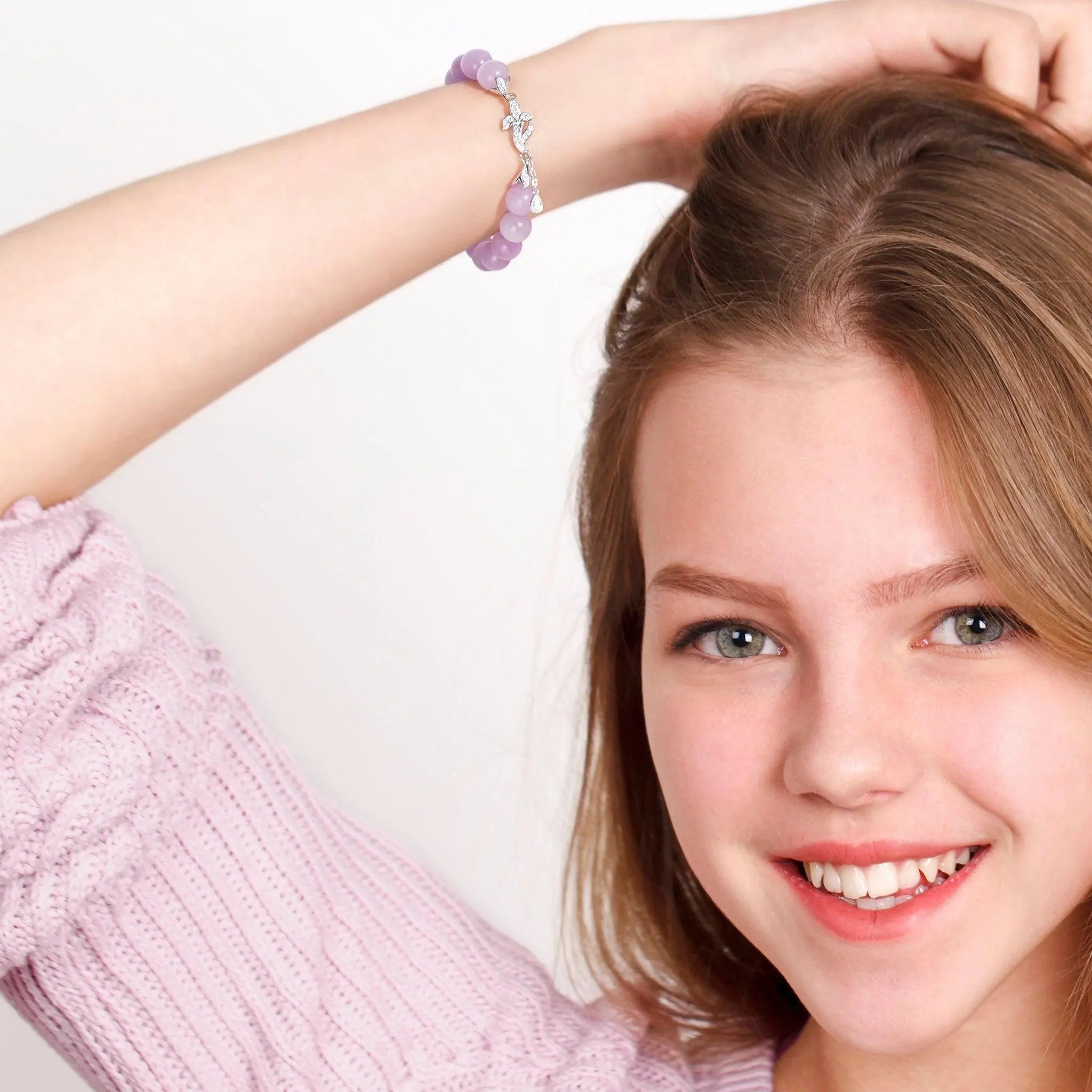 AWNL 瑞典珠寶 天然晶石 鳶尾花 紫鋰輝石 女士手鍊 - AWNL Taiwan