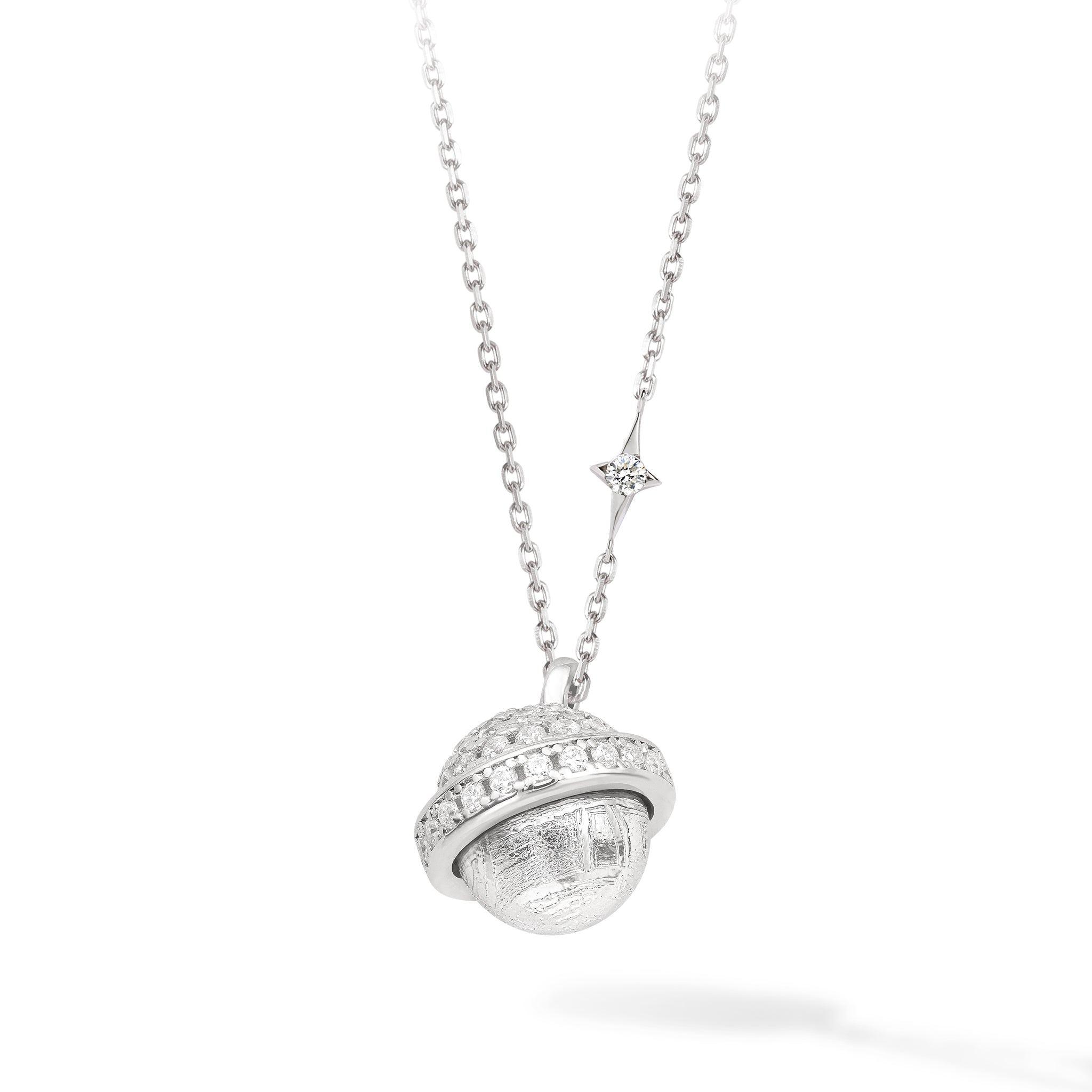 瑞典隕石墜飾項鍊女生純銀鎖骨鏈項鍊浪漫小飛碟｜AWNL 瑞典設計輕珠寶