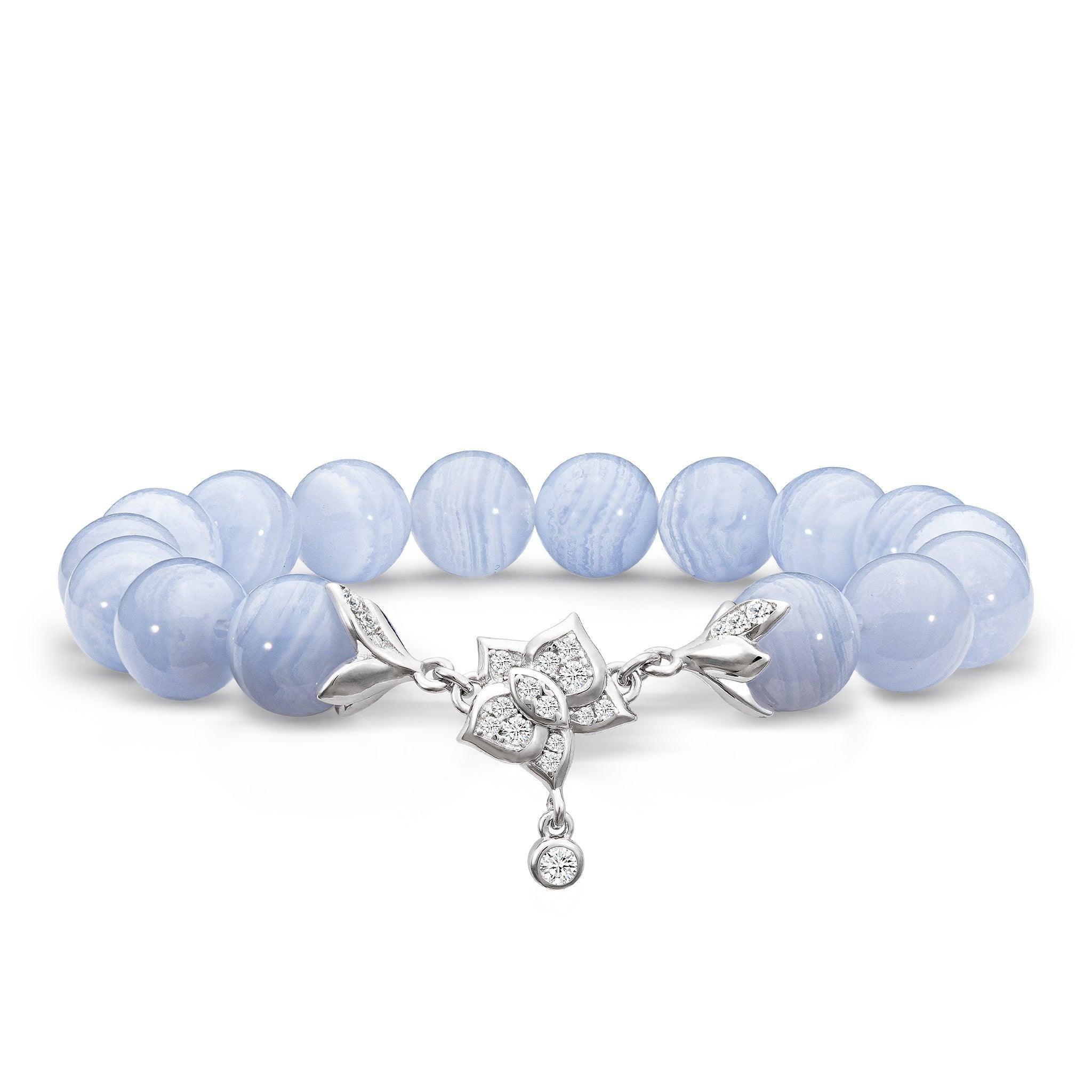 AWNL 瑞典珠寶 天然晶石 蝴蝶蘭 藍紋瑪瑙 女士手鍊 - AWNL Taiwan