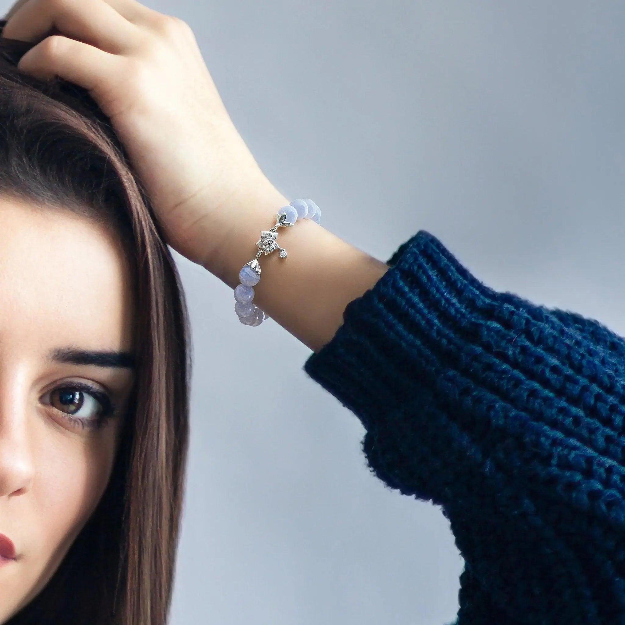 藍紋瑪瑙 蝴蝶蘭 女士手鍊 - AWNL Taiwan