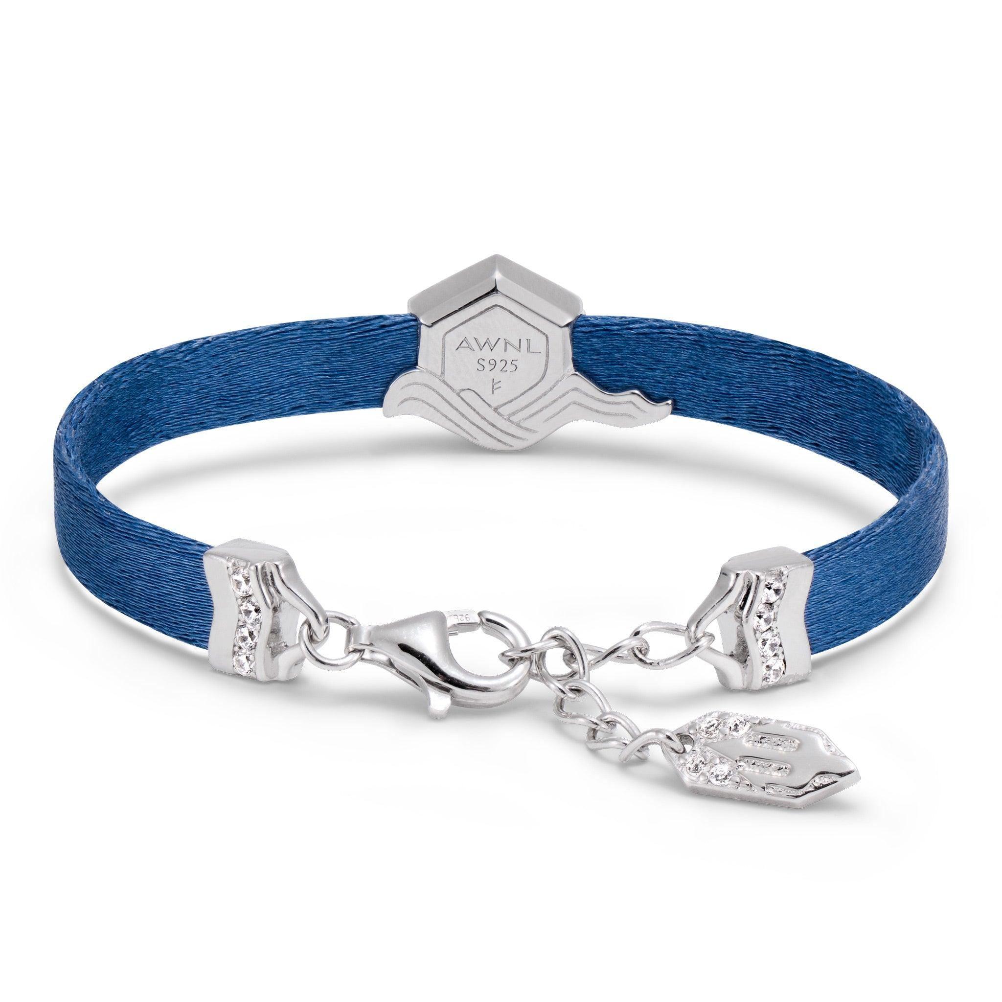 AWNL 瑞典珠寶 天然晶石 藍線石 海洋之星 女士絲帶手鍊 情侶手鍊- AWNL Taiwan