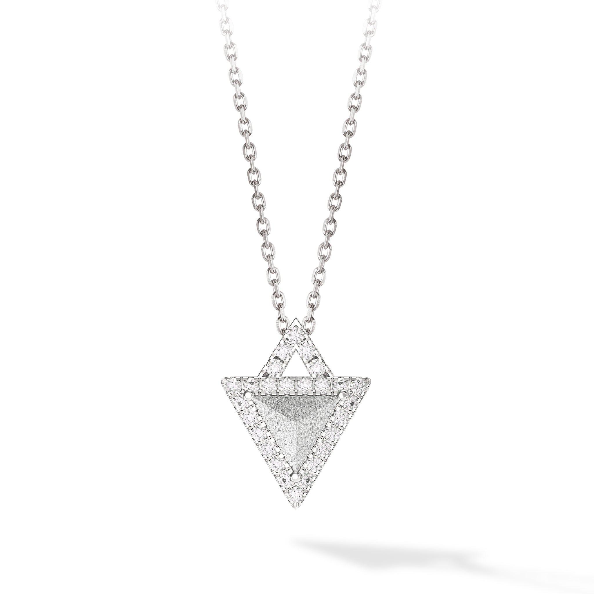 瑞典隕石女生純銀項鍊三角形墜飾| AWNL品牌設計| 925鍍白金鎖骨鏈｜輕 