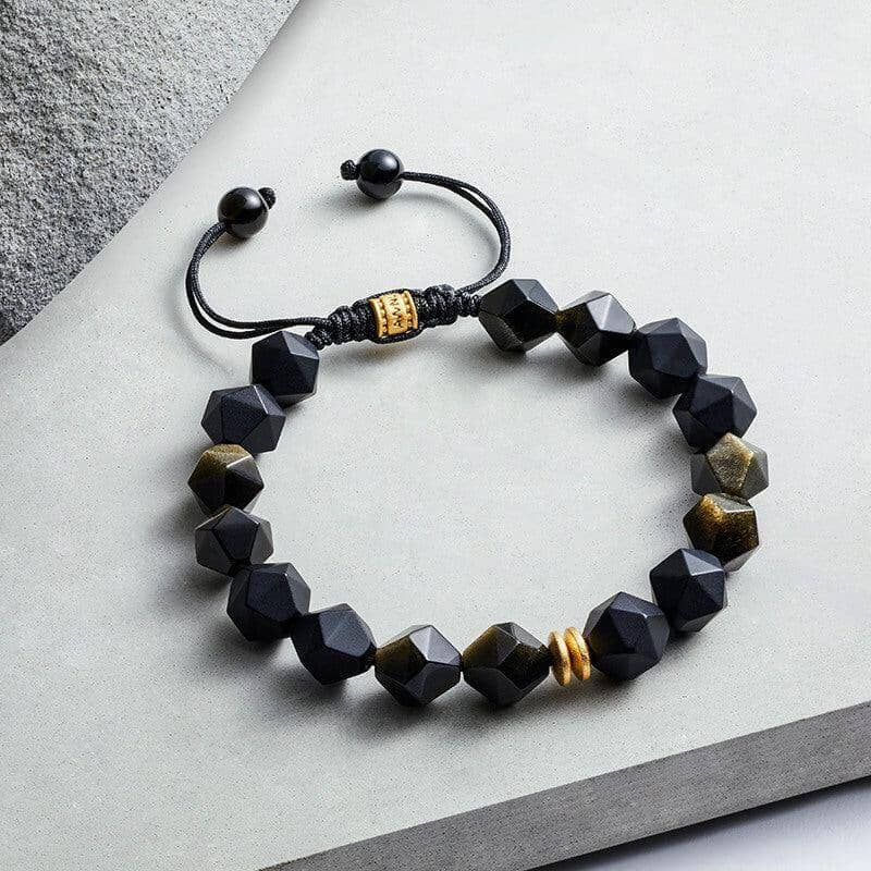 瑞典珠寶 AWNL 天然晶石 黑瑪瑙 金曜石 轉運能量 男士手鍊- AWNL Taiwan