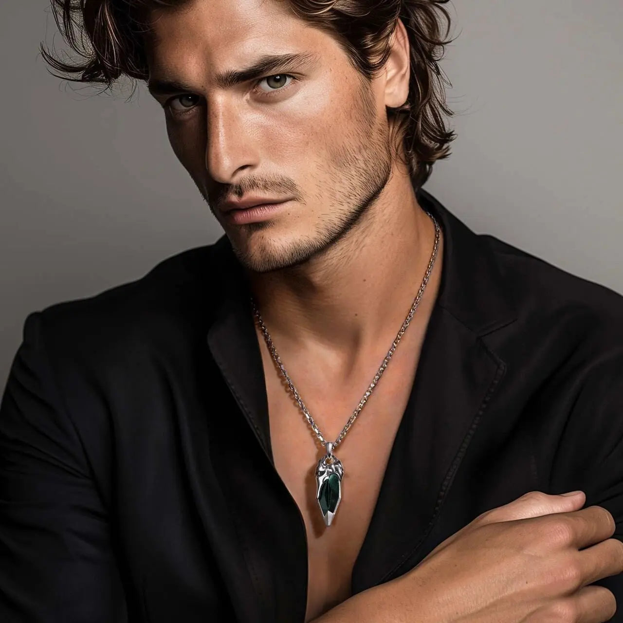 血石碧玉 維京頭盔 男士項鍊 - AWNL Taiwan