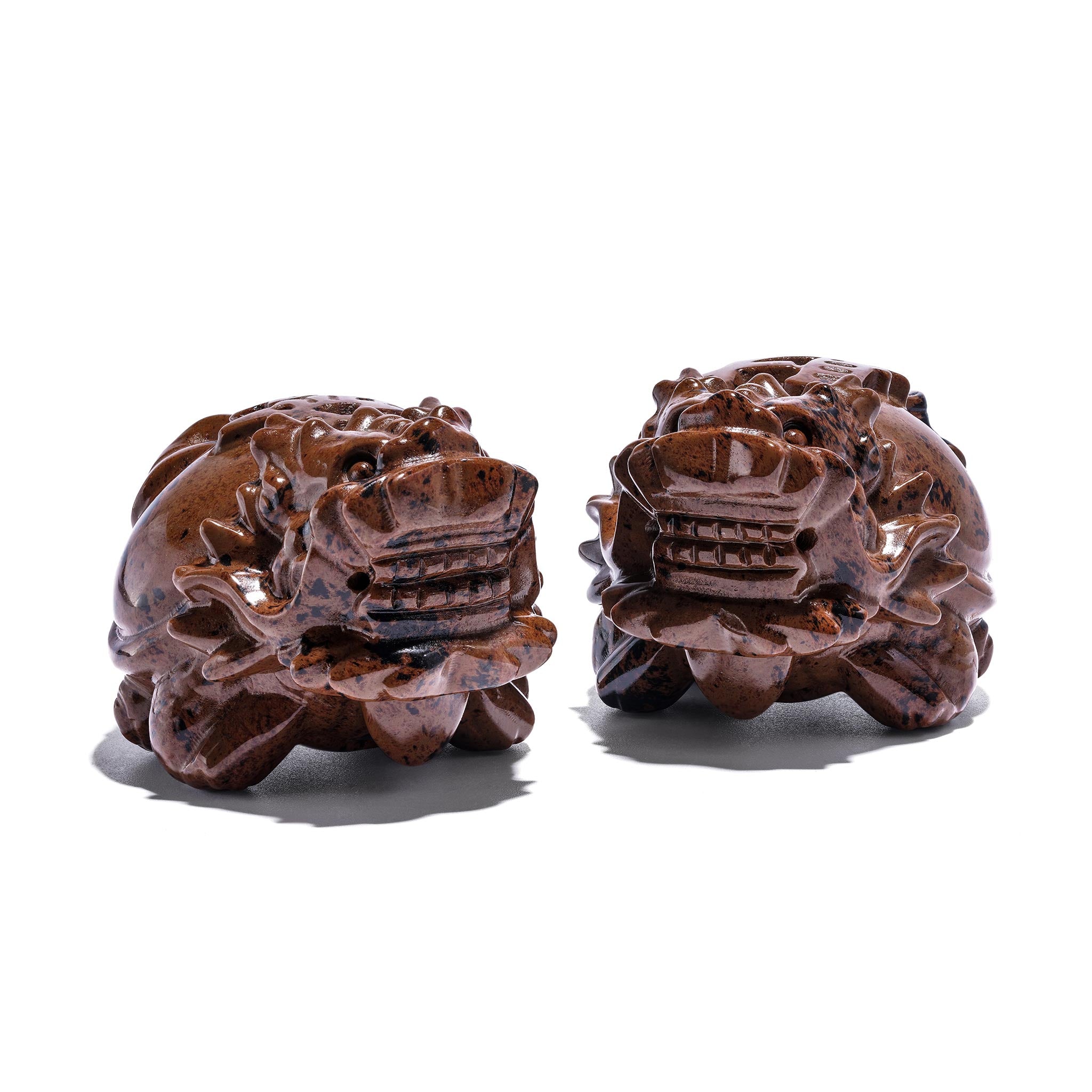 天然黑曜石紅曜石發財風水龍龜雕刻擺飾｜乙巳蛇年最強風水守護石