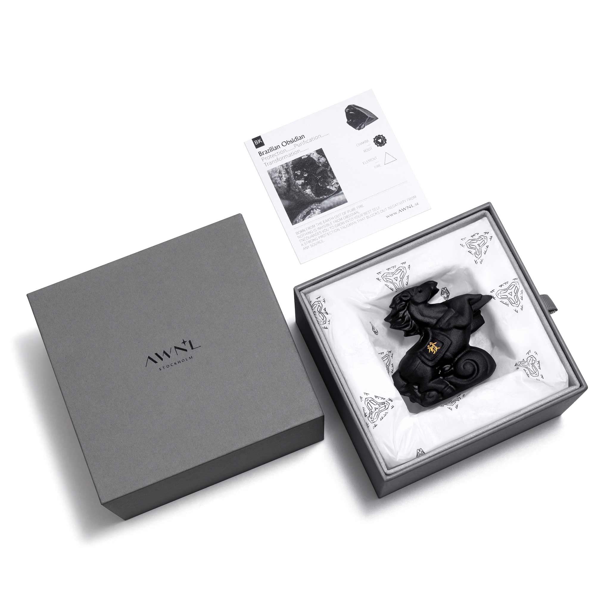 黑曜石 財富馬 擺件 - AWNL Taiwan