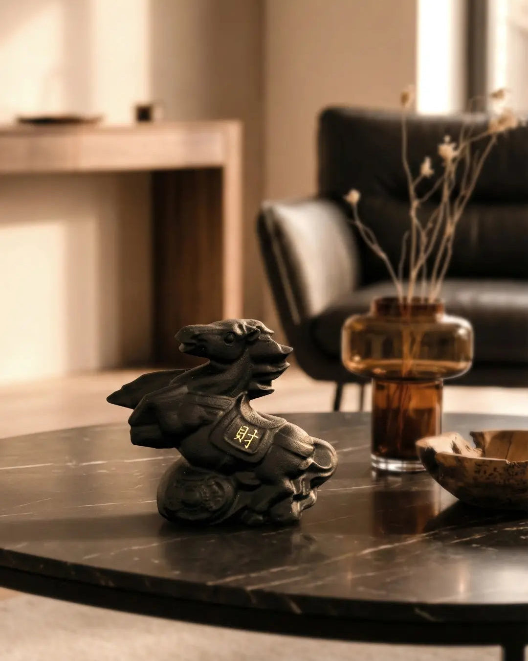 黑曜石 財富馬 擺件 - AWNL Taiwan