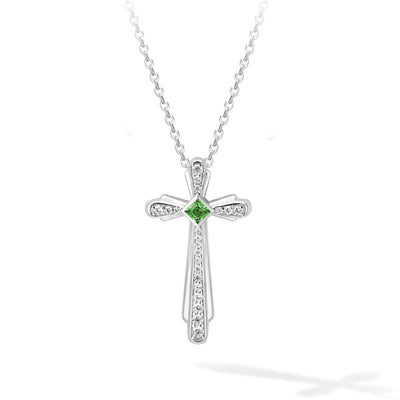 透輝石 五月誕生石 十字架 女士項鍊