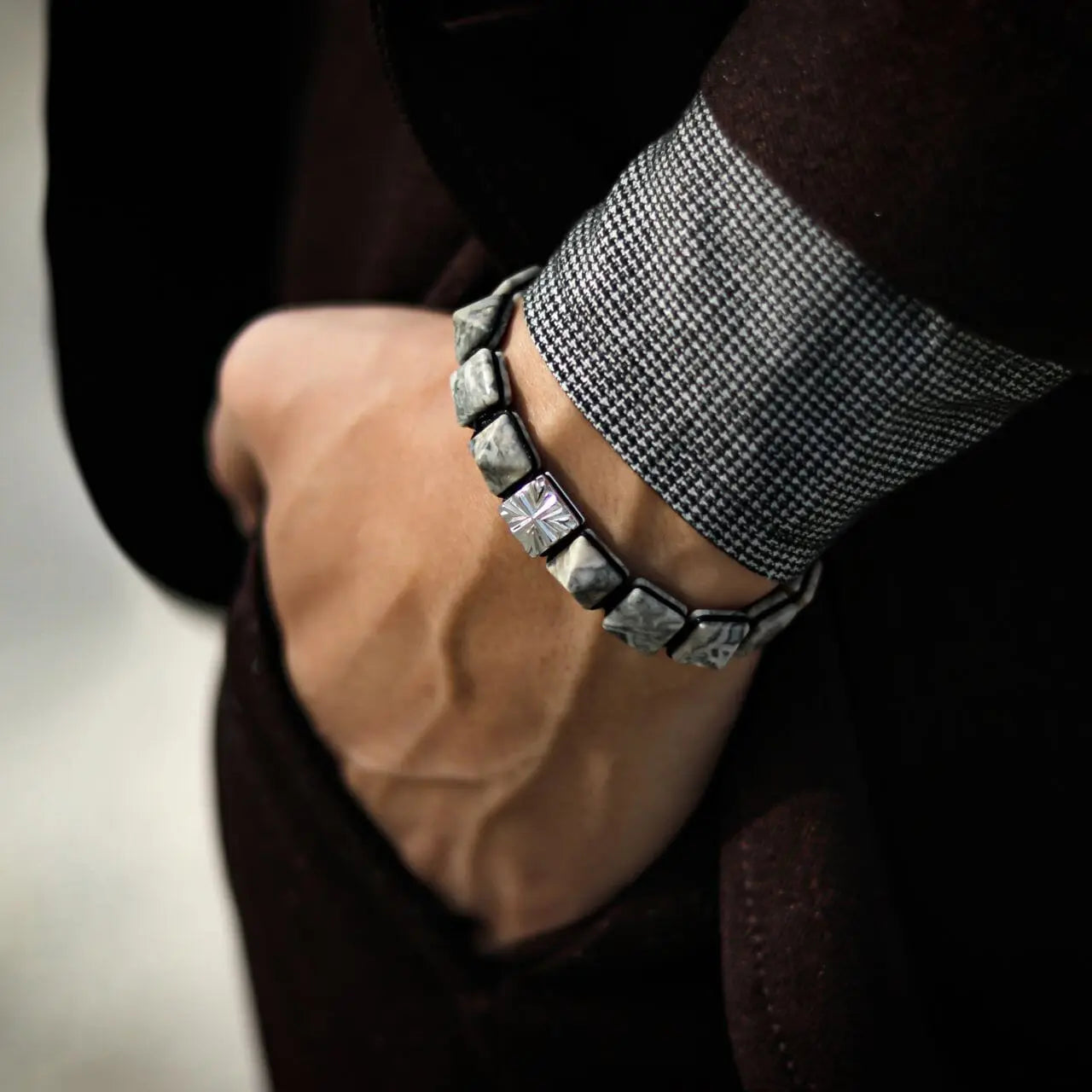 畢卡索石 騎士十字勳章 磁合扣 男士手鍊 - AWNL Taiwan