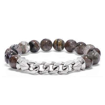 綠幽靈 古巴銀鏈 男士手鍊