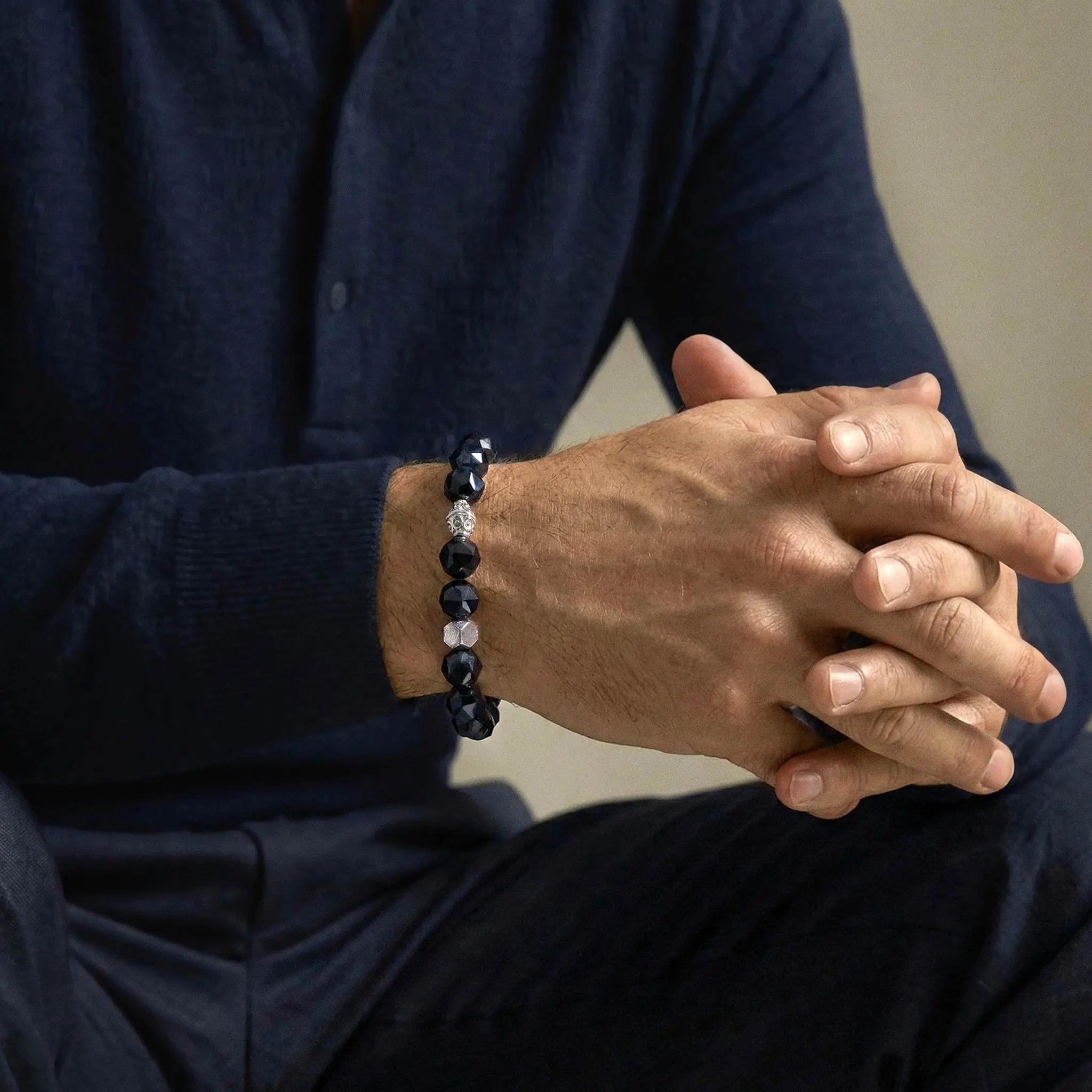 瑞典隕石 鷹眼石 須彌星辰 男士手鍊 - AWNL Taiwan