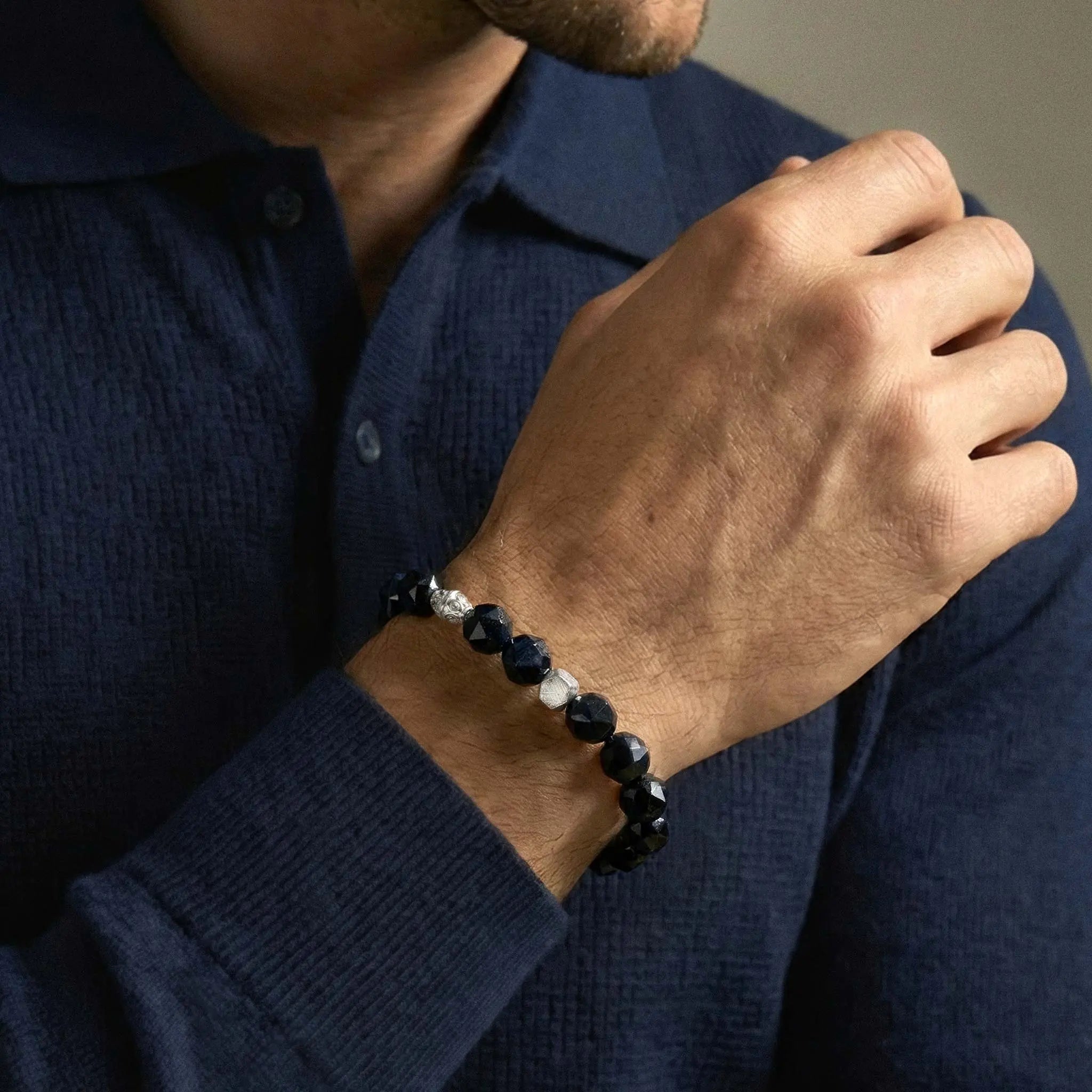 瑞典隕石 鷹眼石 須彌星辰 男士手鍊 - AWNL Taiwan