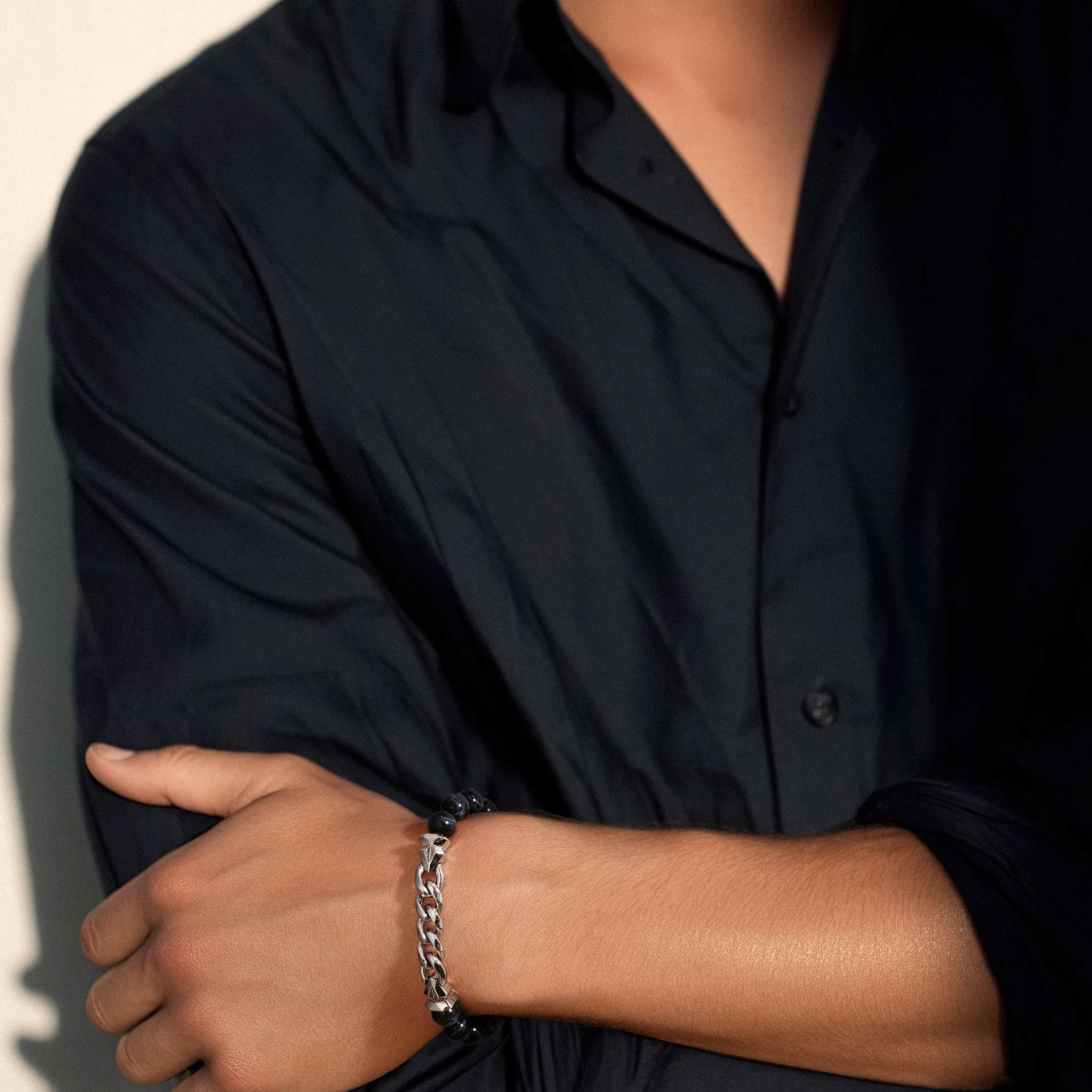 鷹眼石 古巴銀鍊 男士手鍊 - AWNL Taiwan