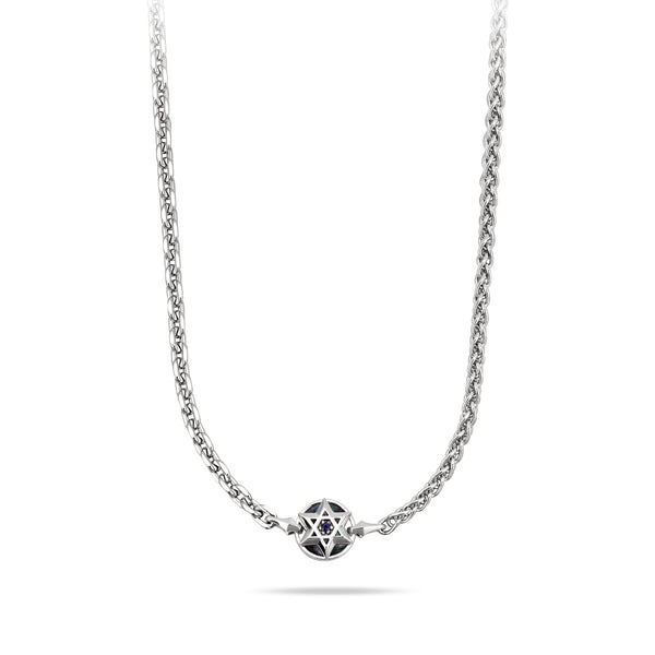 藍寶石 黑蝶貝 六芒星 項鍊