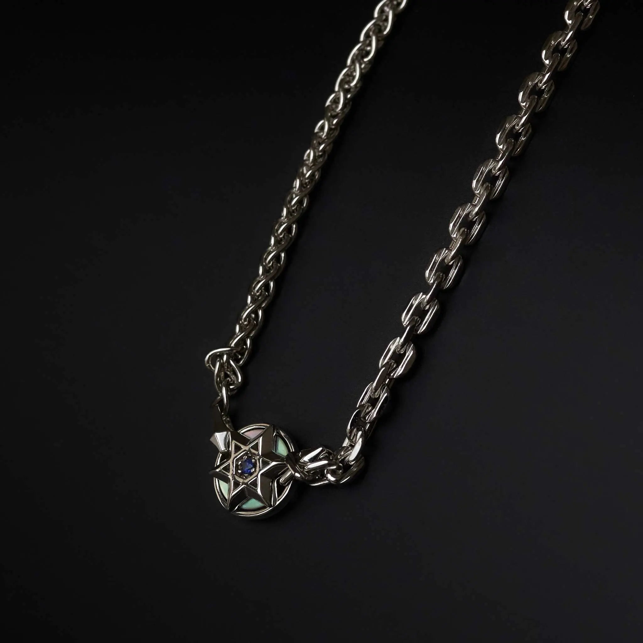 藍寶石 黑蝶貝 六芒星 項鍊 - AWNL Taiwan