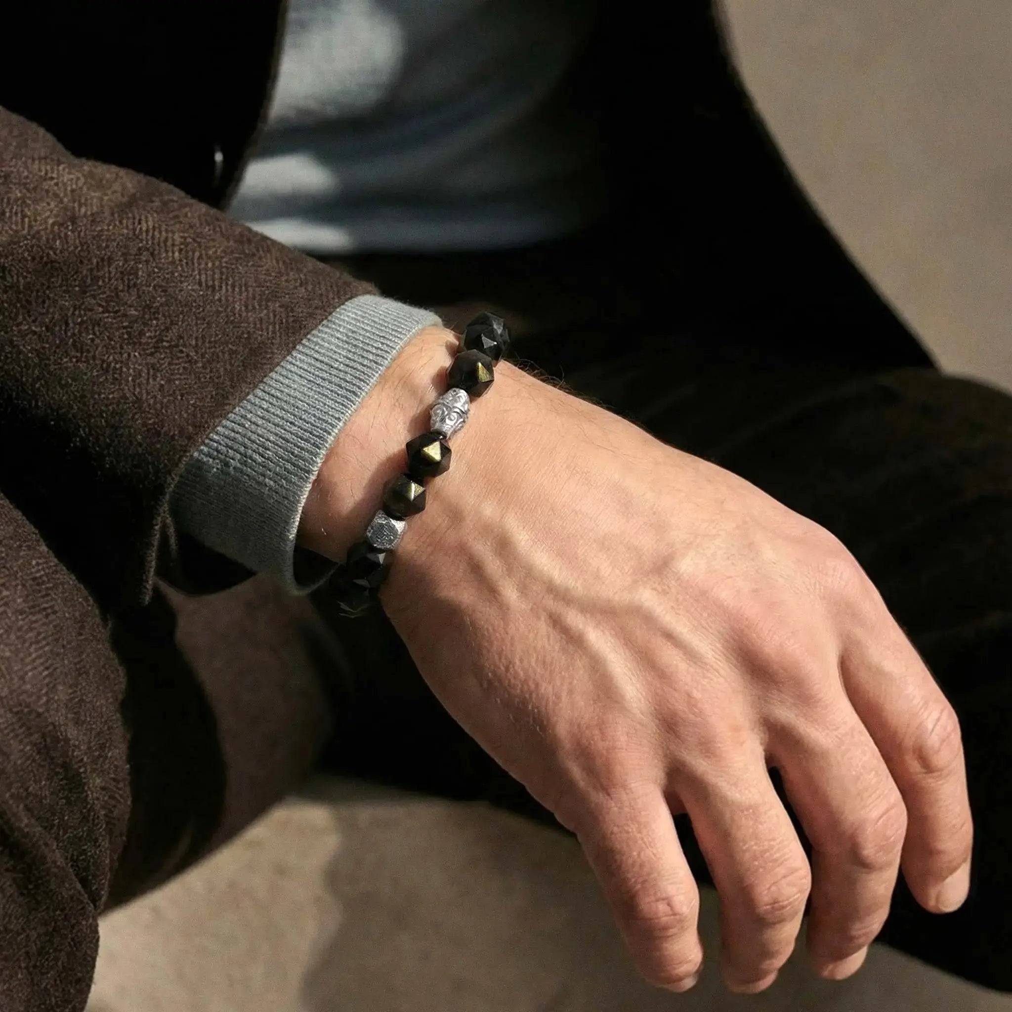 瑞典隕石 鷹眼石 須彌星辰 男士手鍊 - AWNL Taiwan