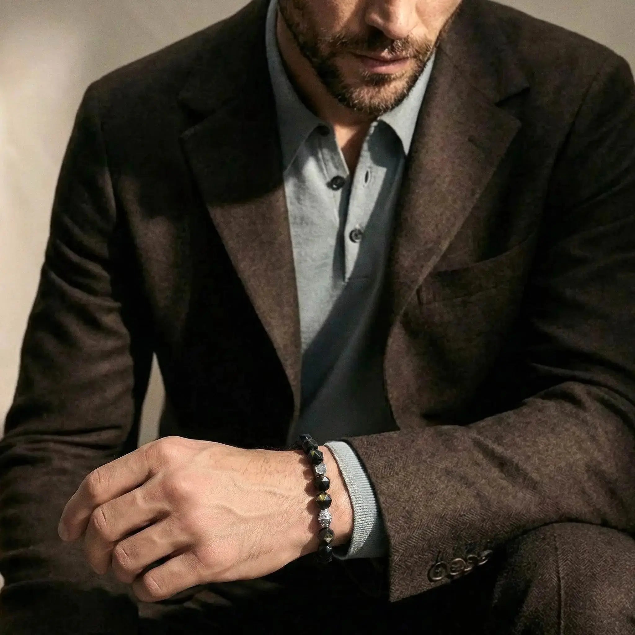 瑞典隕石 鷹眼石 須彌星辰 男士手鍊 - AWNL Taiwan