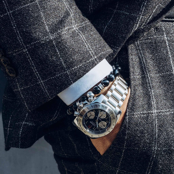 AWNL 瑞典珠寶 瑞典隕石 天然晶石 鷹眼石 盧恩符文 男士手鍊 隕石手鍊 - AWNL Taiwan