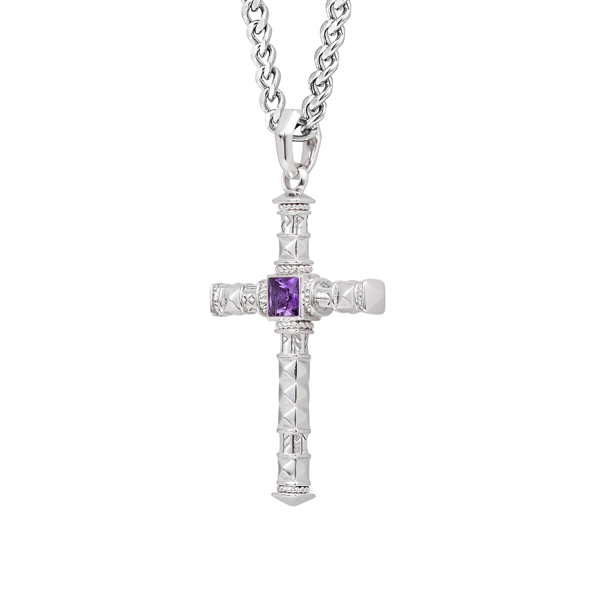 紫水晶 盧恩十字架 項鍊
